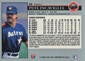 2014 Leaf Best of Baseball - Leaf Memories 1992 Buyback Gold #458 Pete Incaviglia Back