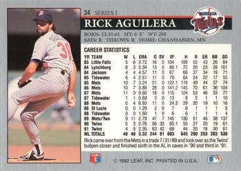 2014 Leaf Best of Baseball - Leaf Memories 1992 Buyback Gold #34 Rick Aguilera Back