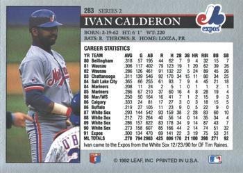 2014 Leaf Best of Baseball - Leaf Memories 1992 Buyback Gold #283 Ivan Calderon Back