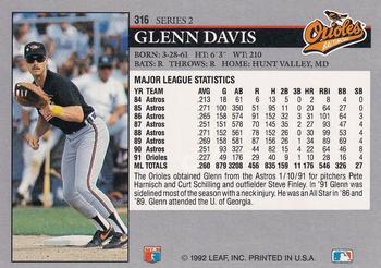 2014 Leaf Best of Baseball - Leaf Memories 1992 Buyback Gold #316 Glenn Davis Back