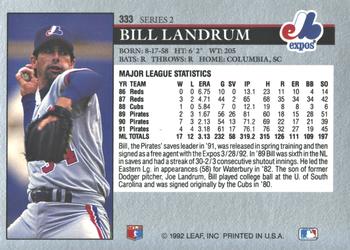 2014 Leaf Best of Baseball - Leaf Memories 1992 Buyback Gold #333 Bill Landrum Back