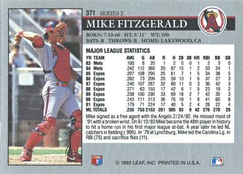 2014 Leaf Best of Baseball - Leaf Memories 1992 Buyback Gold #371 Mike Fitzgerald Back