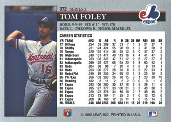 2014 Leaf Best of Baseball - Leaf Memories 1992 Buyback Gold #372 Tom Foley Back