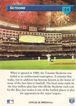 1993 Donruss Toronto Blue Jays 1992 Championship Season #44 Skydome Back