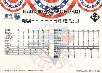 1993 Donruss Toronto Blue Jays 1992 Championship Season #WS5 Jimmy Key Back
