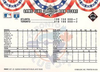 1993 Donruss Toronto Blue Jays 1992 Championship Season #WS6 John Olerud Back