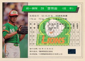 1993 CPBL #047 Chao-Jung Liao Back