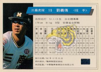 1993 CPBL #067 Yi-Chuan Liu Back