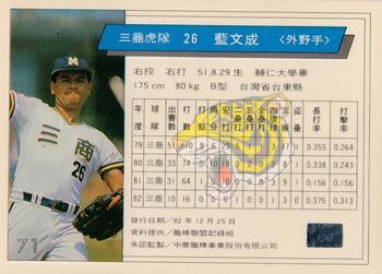1993 CPBL #071 Wen-Cheng Lan Back