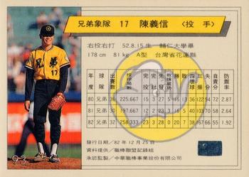 1993 CPBL #093 Yi-Hsin Chen Back