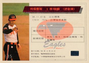 1993 CPBL #135 Rui-Lin Li Back