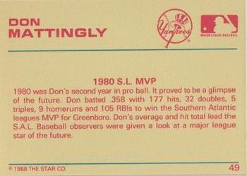 1989 Star Platinum #49 Don Mattingly Back