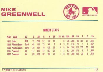 1989 Star Platinum #12 Mike Greenwell Back