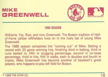 1989 Star Platinum #18 Mike Greenwell Back