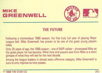 1989 Star Platinum #20 Mike Greenwell Back