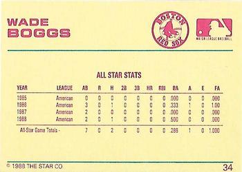 1989 Star Platinum #34 Wade Boggs Back
