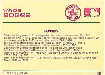 1989 Star Platinum #38 Wade Boggs Back