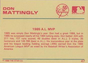 1989 Star Platinum #47 Don Mattingly Back