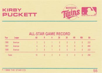 1989 Star Platinum #55 Kirby Puckett Back
