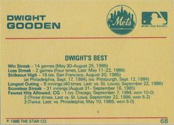 1989 Star Platinum #68 Dwight Gooden Back