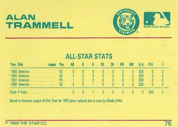 1989 Star Platinum #76 Alan Trammell Back
