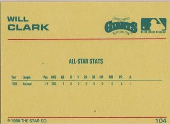 1989 Star Platinum #104 Will Clark Back
