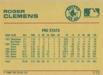 1989 Star Platinum #112 Roger Clemens Back