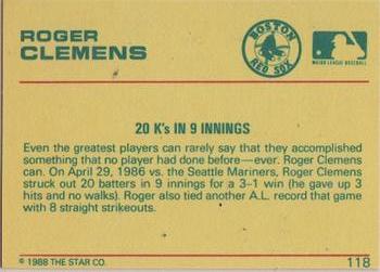 1989 Star Platinum #118 Roger Clemens Back