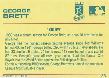 1989 Star Platinum #136 George Brett Back
