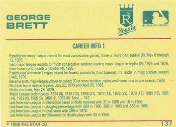 1989 Star Platinum #137 George Brett Back