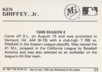 1991 Star Gold #23 Ken Griffey Jr. Back