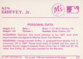 1991 Star Gold #27 Ken Griffey Jr. Back