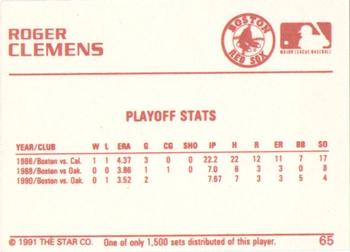 1991 Star Gold #65 Roger Clemens Back