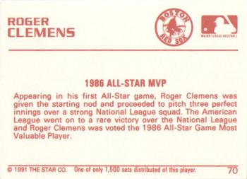 1991 Star Gold #70 Roger Clemens Back
