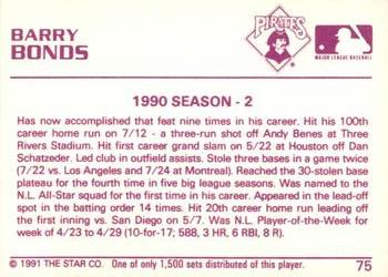 1991 Star Gold #75 Barry Bonds Back