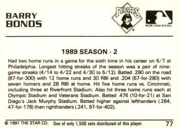1991 Star Gold #77 Barry Bonds Back