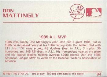 1991 Star Gold #94 Don Mattingly Back