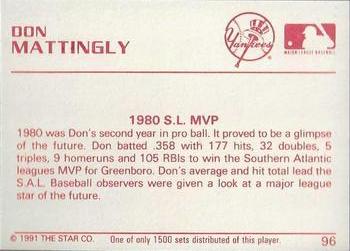 1991 Star Gold #96 Don Mattingly Back