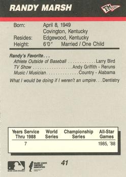1989 T&M Sports Umpires #41 Randy Marsh Back