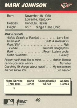 1989 T&M Sports Umpires #49 Mark Johnson Back