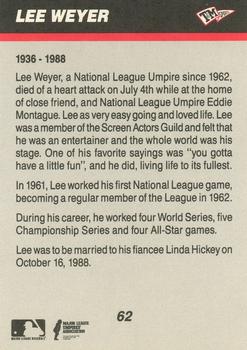 1989 T&M Sports Umpires #62 Lee Weyer Back