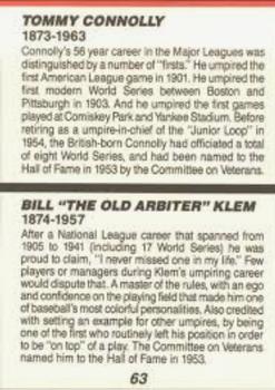 1989 T&M Sports Umpires #63 Tommy Connolly / Bill Klem Back