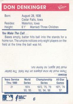 1990 T&M Sports Umpires #6 Don Denkinger Back
