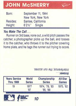 1990 T&M Sports Umpires #10 John McSherry Back