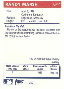 1990 T&M Sports Umpires #39 Randy Marsh Back