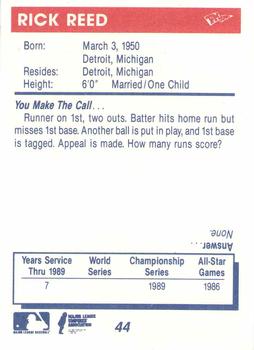 1990 T&M Sports Umpires #44 Rick Reed Back