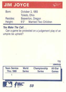 1990 T&M Sports Umpires #59 Jim Joyce Back