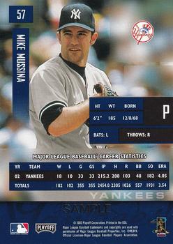 2003 Playoff Prestige - Samples Gold #57 Mike Mussina Back