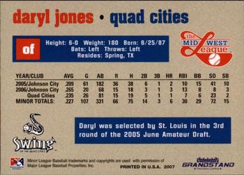 2007 Grandstand Midwest League Top Prospects #NNO Daryl Jones Back