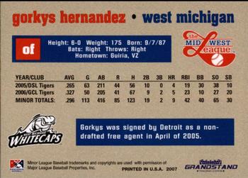 2007 Grandstand Midwest League Top Prospects #NNO Gorkys Hernandez Back